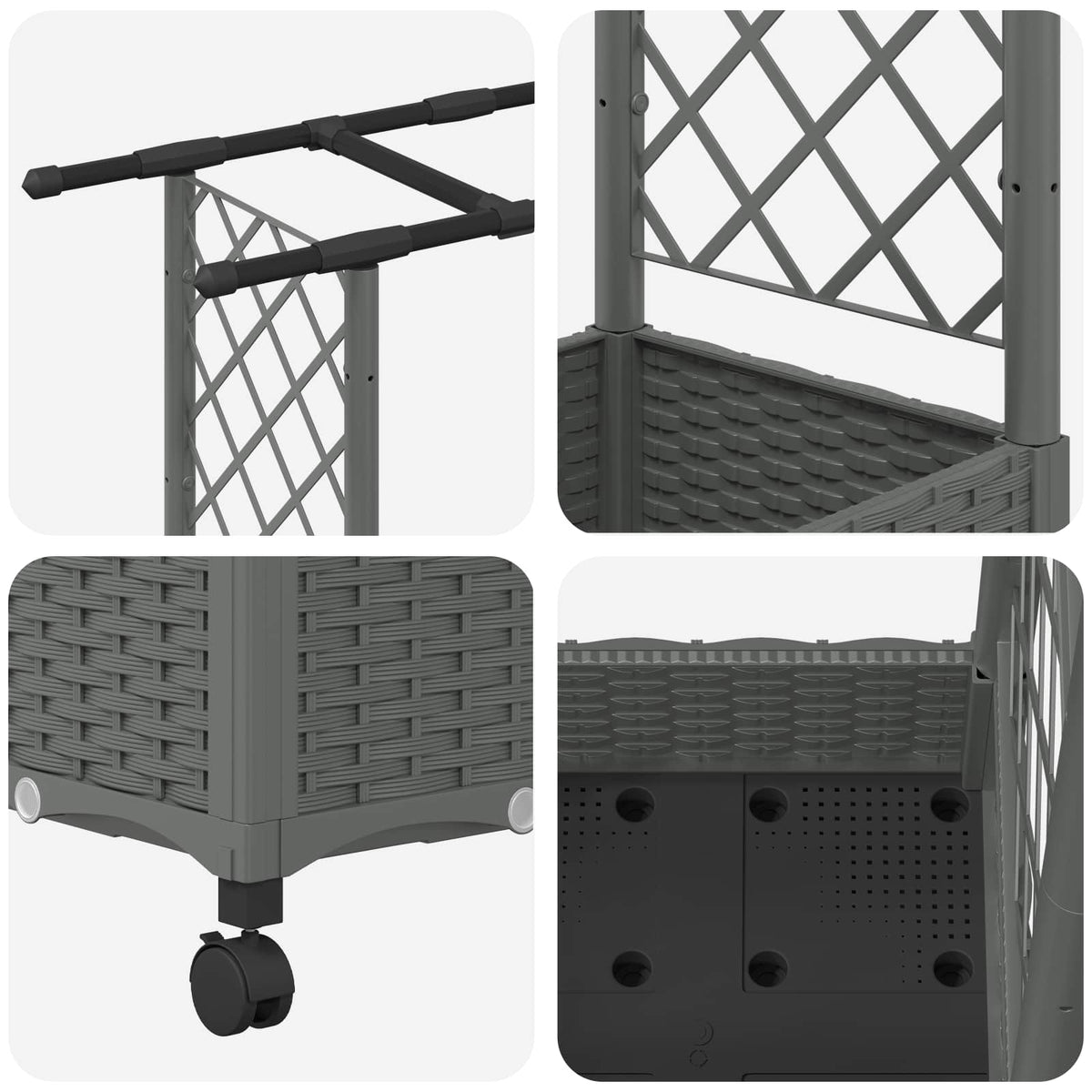 Cama Elevada Con Trellis Y Techo Gris Claro 122,5 X 40 X 127 Cm_5