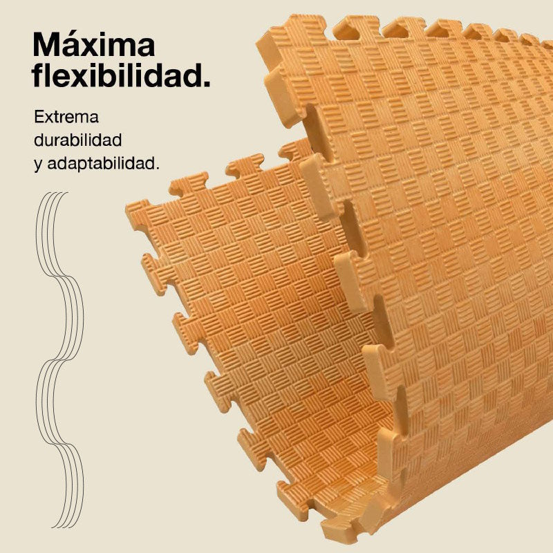 Jowy Tatami Puzzle 2cm 100x100cm, Pack 4 Unidades – Superficie 5 Líneas Madera
