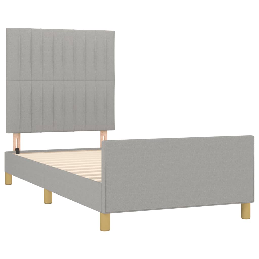 Estructura De Cama Con Cabecero De Tela Gris Claro 90x190 Cm / Vetonek_5