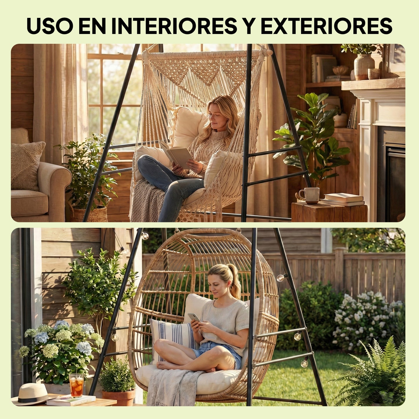Outsunny Soporte Para Silla Colgante Y Hamaca 183 Cm Estructura De Acero Negro_5
