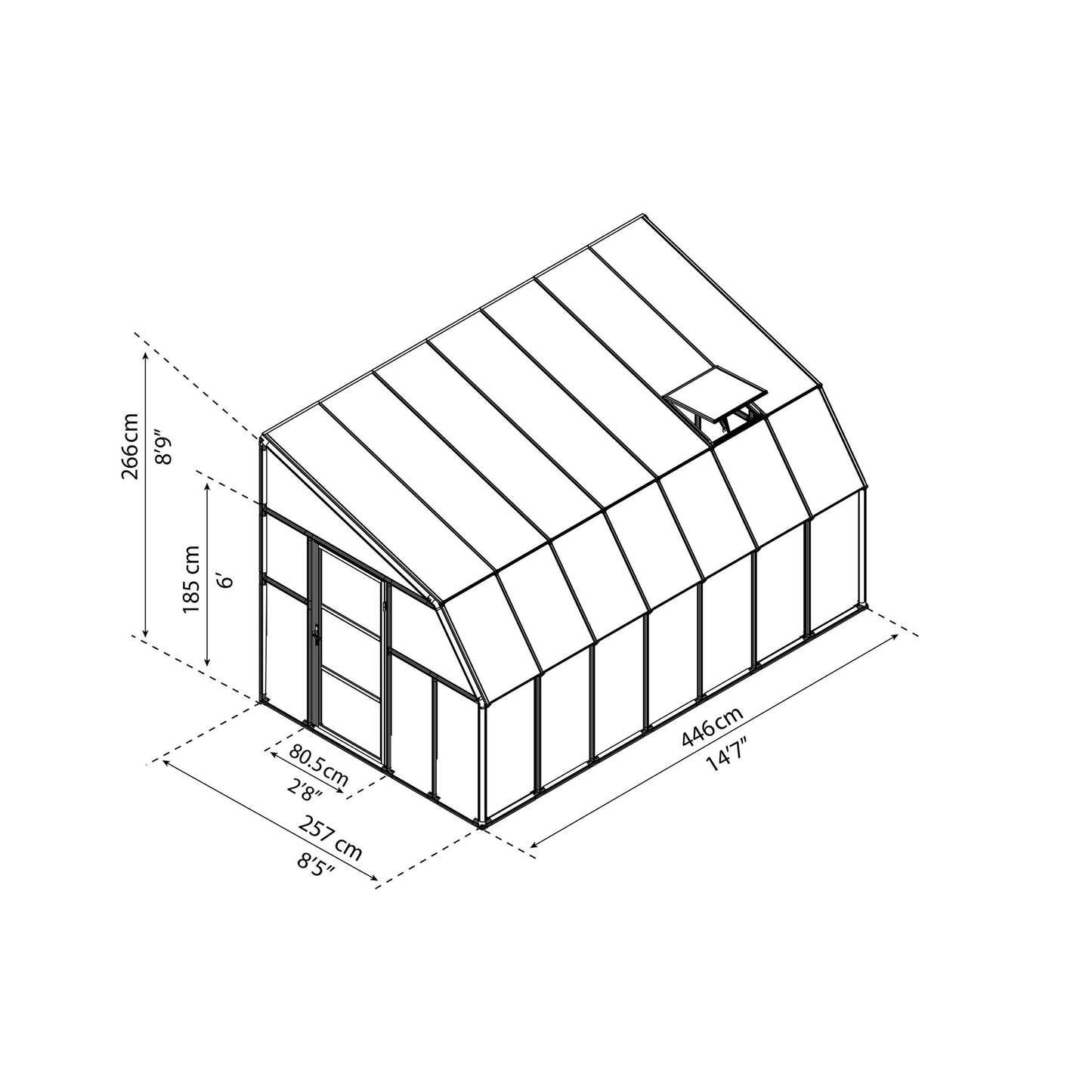 Pérgola adosada cerrada Sunroom 446x257 cm