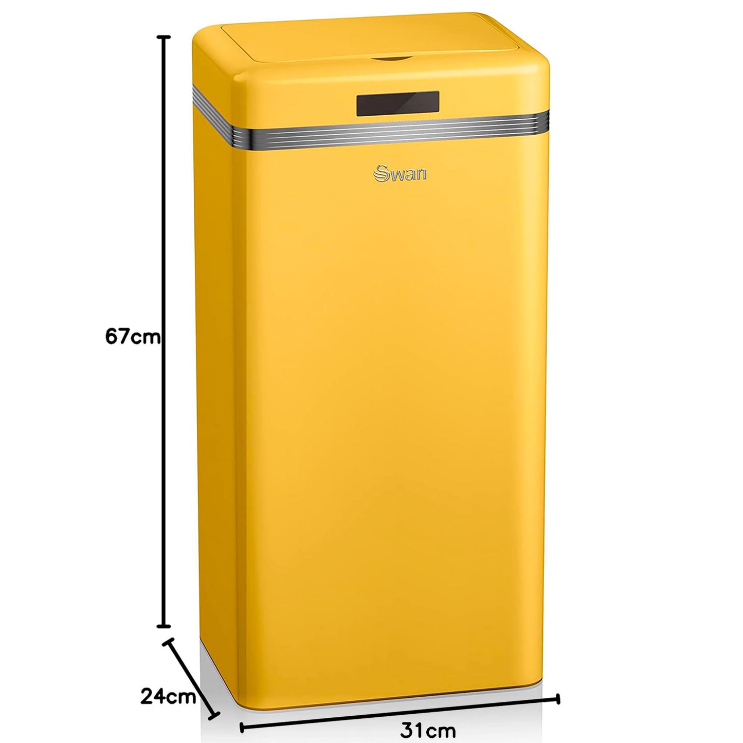 Cubo Basura Cocina Sensor De Apertura Automática, Metálico, Capacidad 45 Litros, Diseño Vintage, Swan, Swka4500yelneu, Amarillo