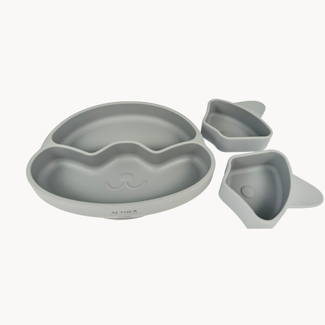 Plato Con Divisiones Extraíbles Y Forma De Perrito - Gris Perla.