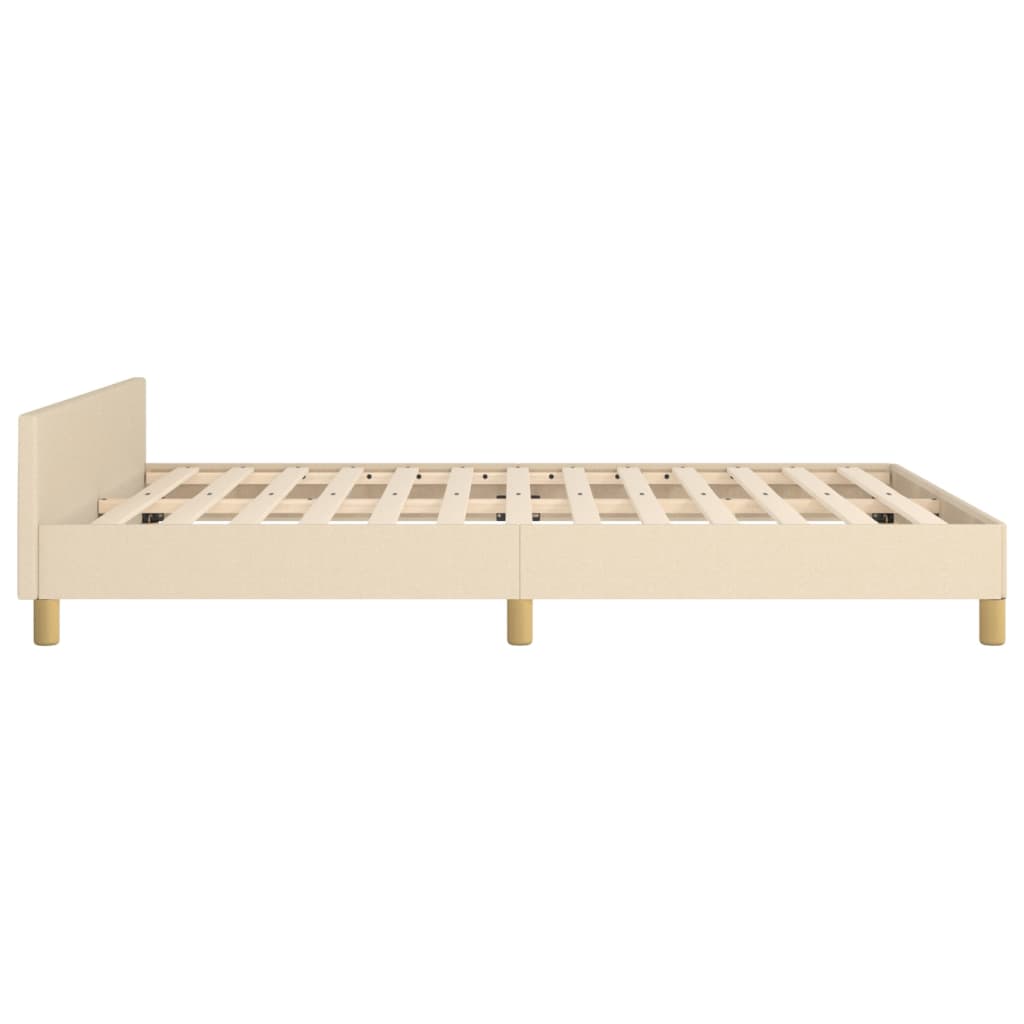 Estructura De Cama Con Cabecero De Tela Color Crema 140x190 Cm / Vetonek_5