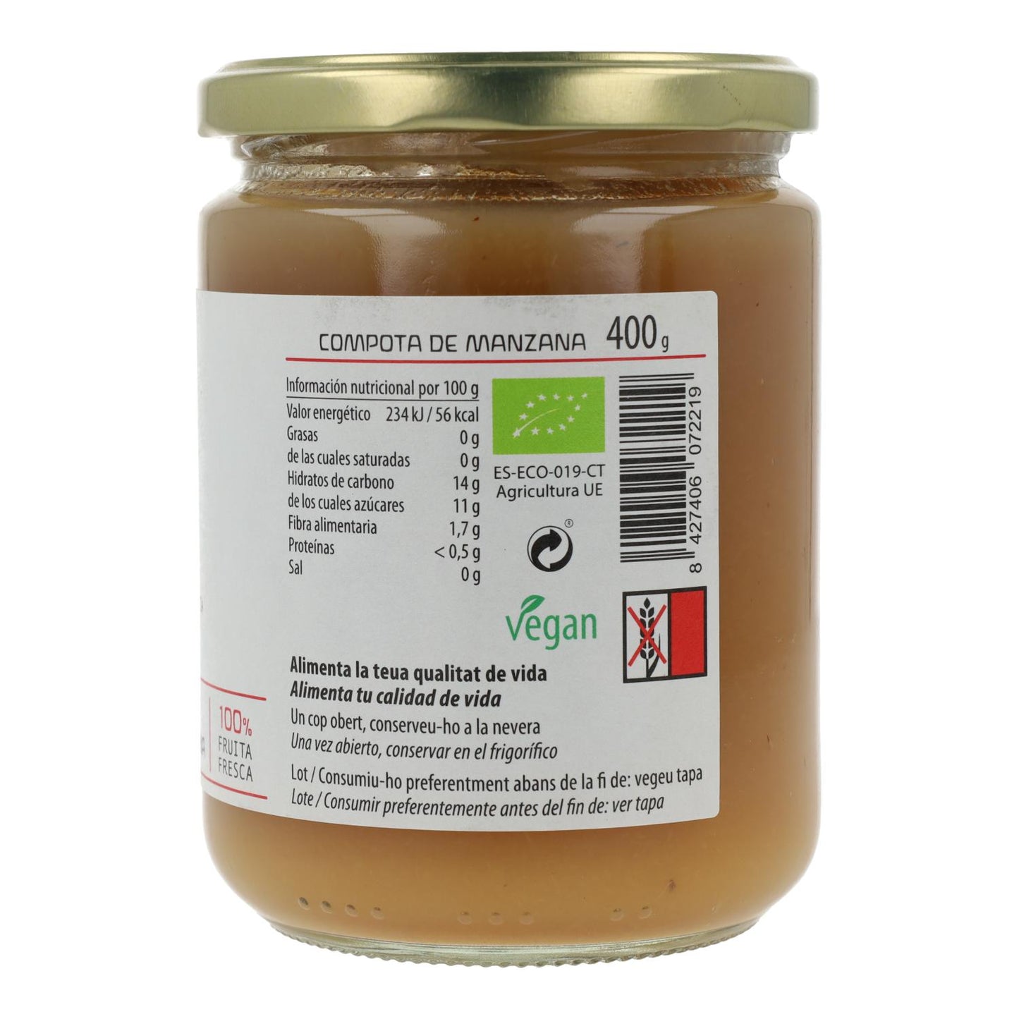 Compota de manzana ECO Cal Valls, 400 g