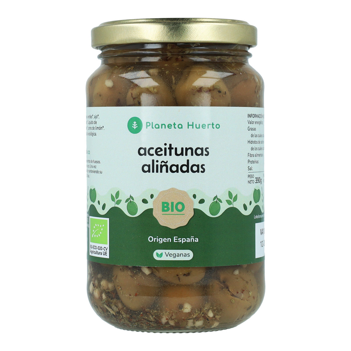 Aceitunas verdes aliñadas Eco Planeta Huerto 390g