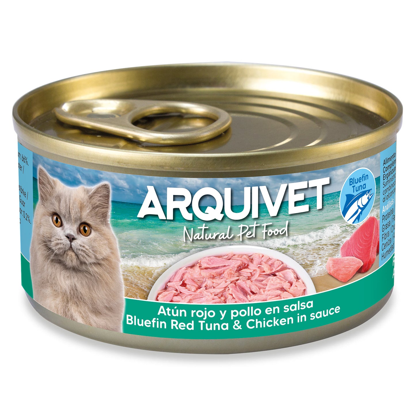 Atún rojo y pollo en salsa Arquivet 80 g Comida húmeda para gatos