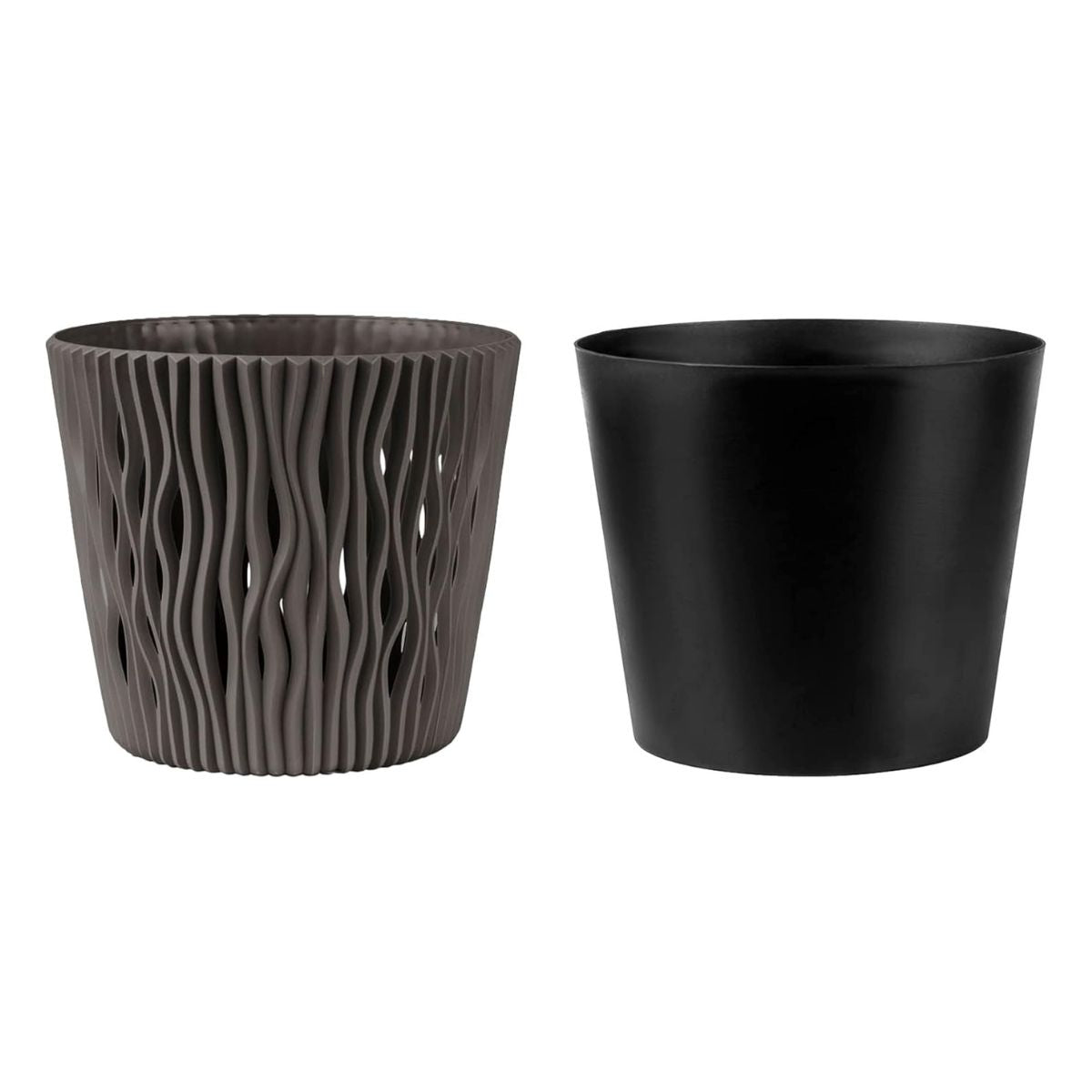 Maceta Duna con inserto gris topo D 22 x 19