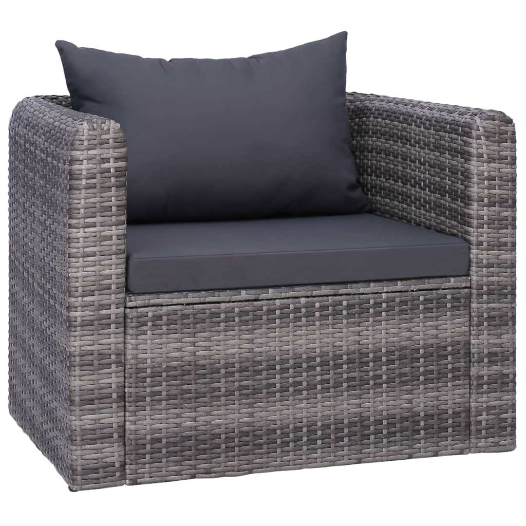 Vidaxl Set De Sofás De Jardín 7 Piezas Y Cojines Ratán Sintético Gris_5