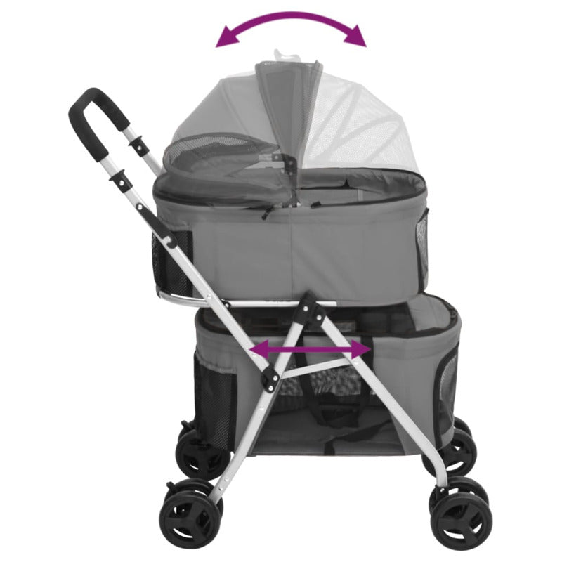 Vidaxl Cochecito Doble De Perros Plegable Tela Oxford Gris 83x48x97cm_5