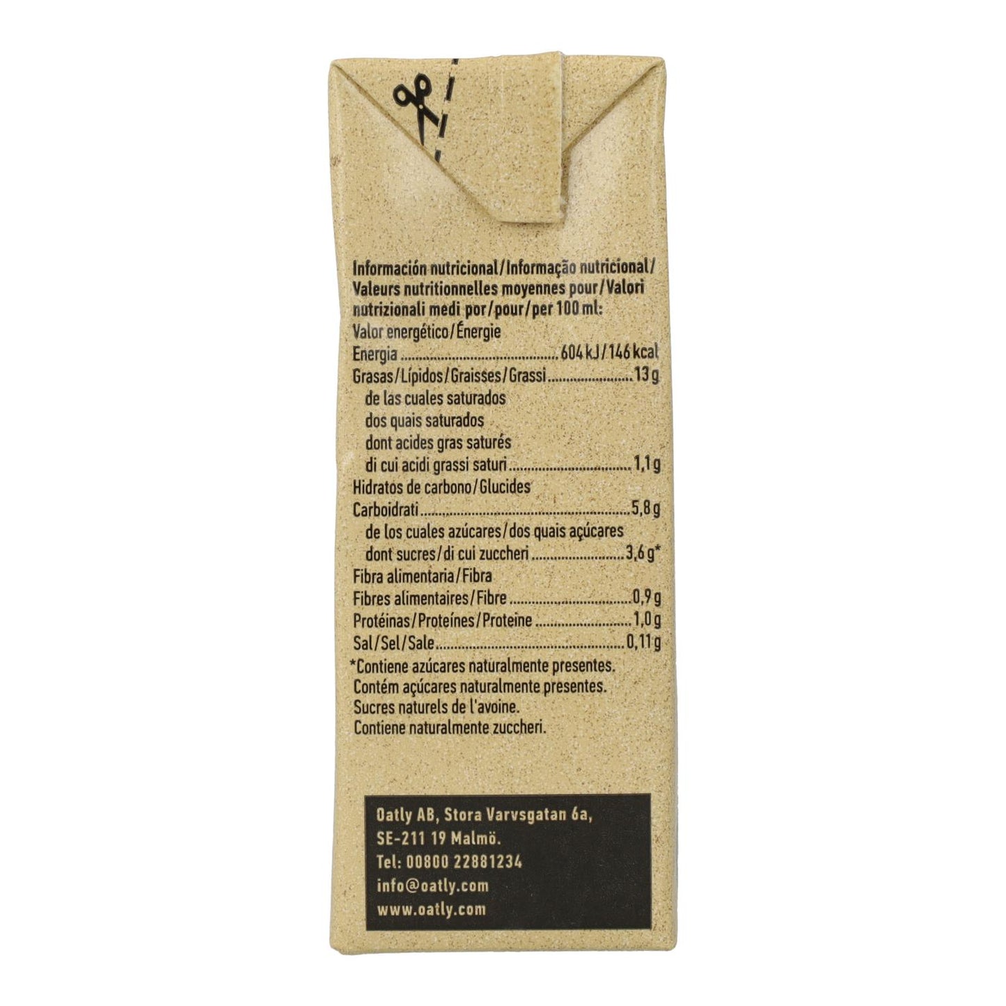 Crema de Avena Ligera Cuisine Oatly Bio, 250ml