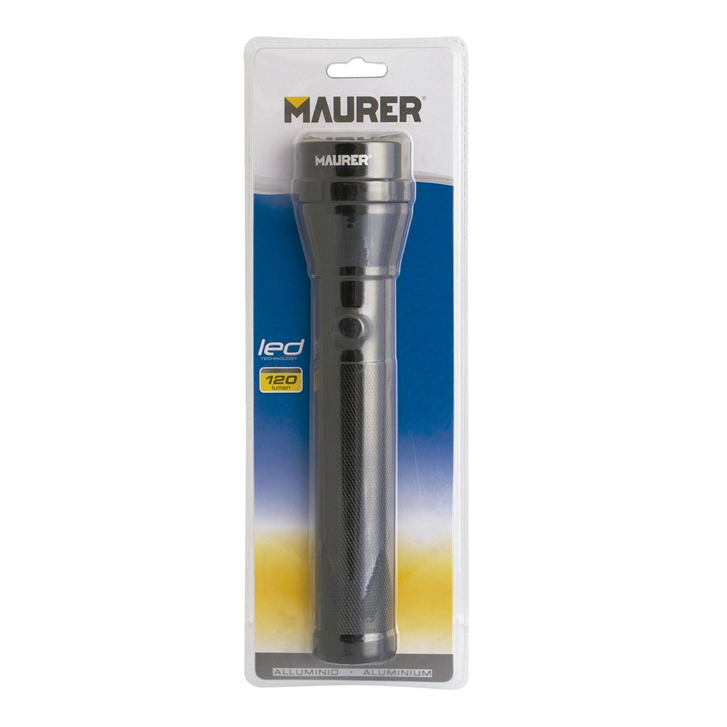 Linterna Led De Mano De Aluminio A Pilas (2 D) Alta Luminosidad 120 Lumenes (3 Funciones) Mango Estriado_2