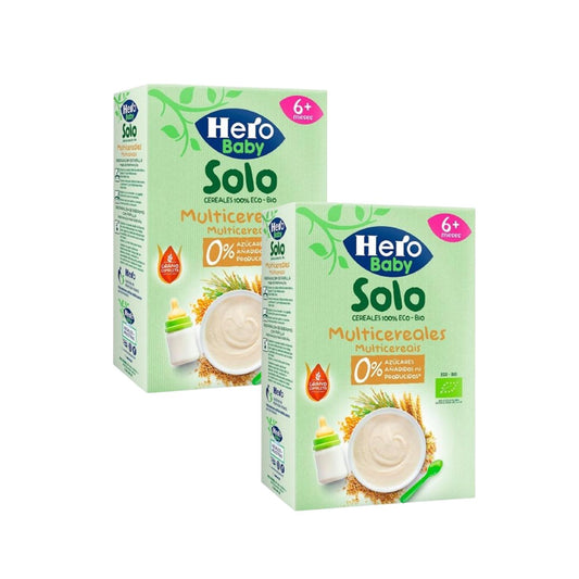 Pack 2 x Papilla BIO Multicereal + 6 meses 300gr. Hero Solo