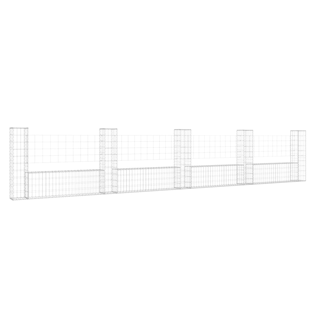 Cesta De Gaviones Forma De U 5 Postes De Hierro 500x20x100 Cm / Vetonek_5