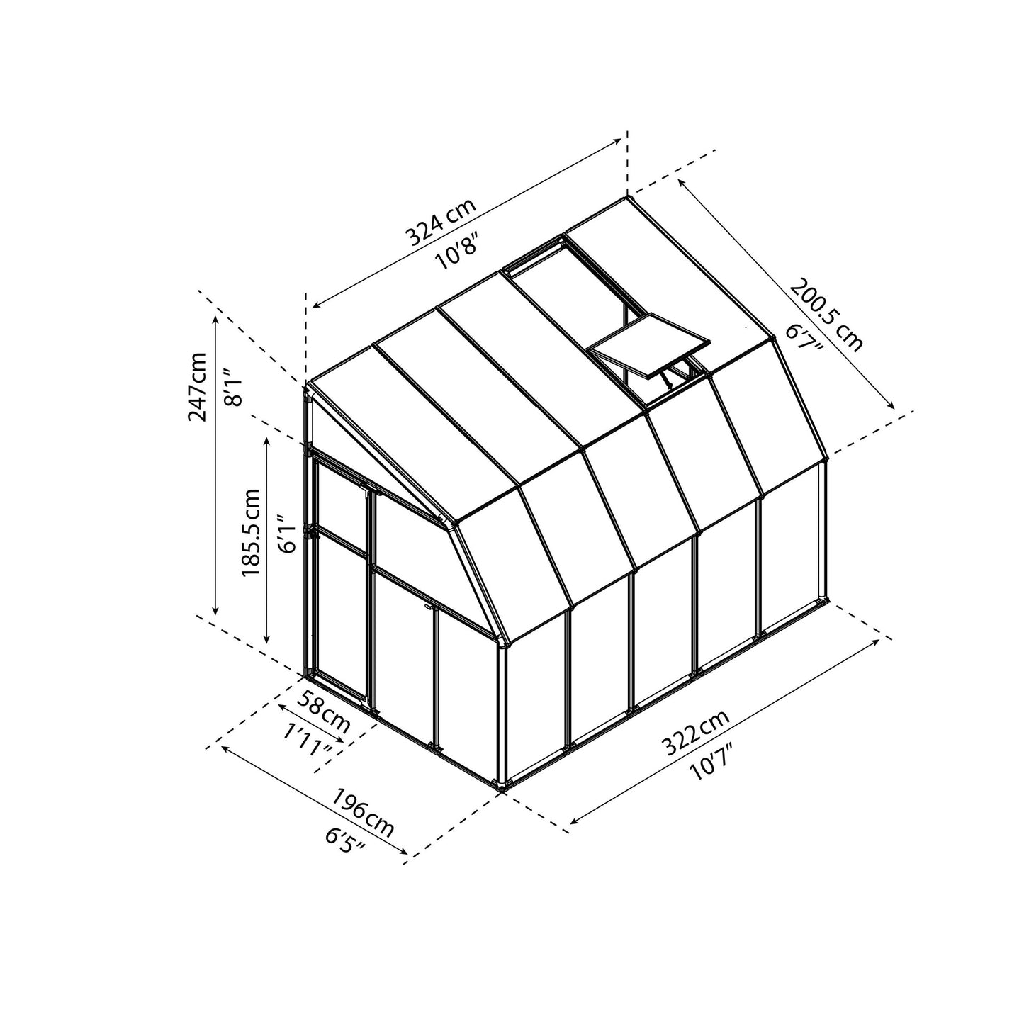Pérgola adosada cerrada sunroom 324x200 cm