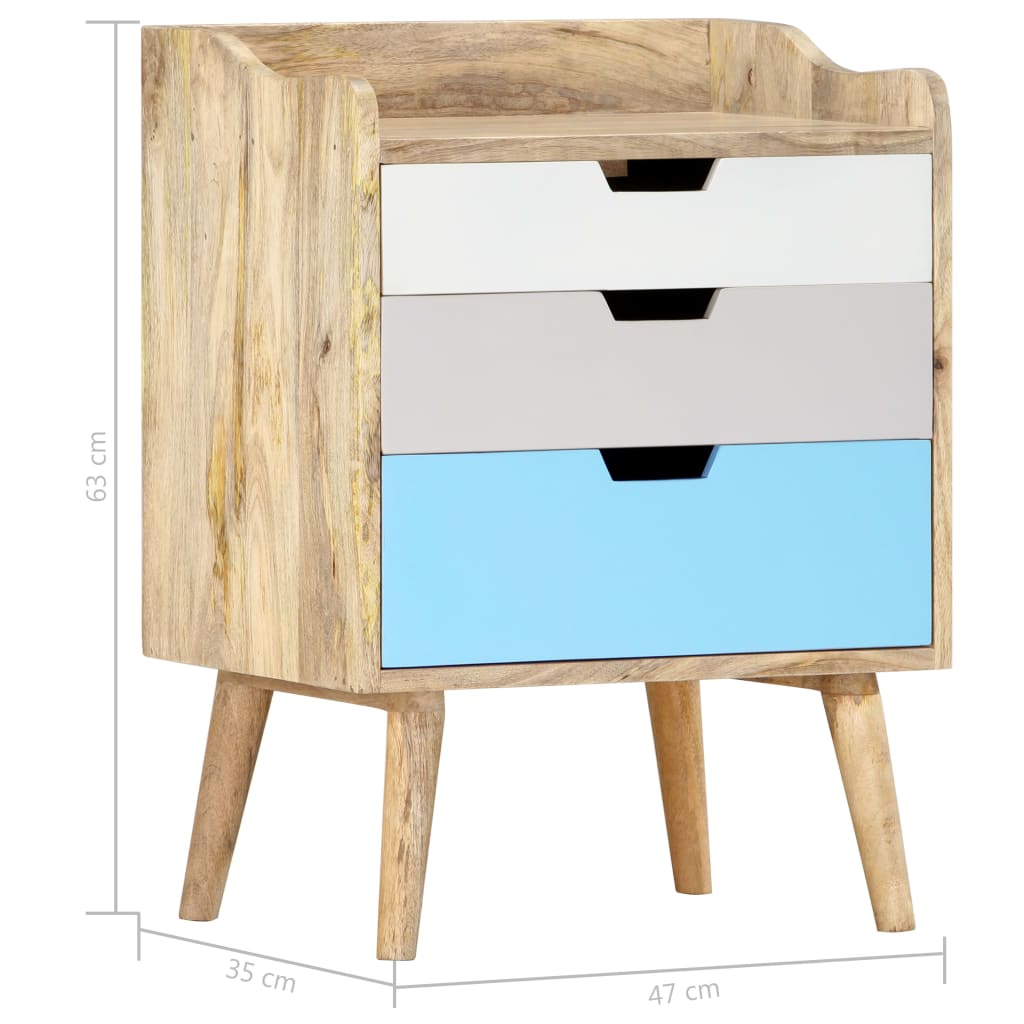 Mesita De Noche De Madera Maciza De Mango 47x35x63 Cm_4