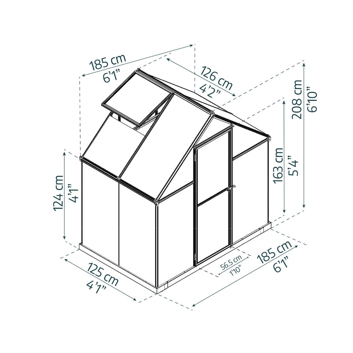 Canopia Mythos Invernadero De Jardín Policarbonato Doble Capa 126X185X208 cm Gris