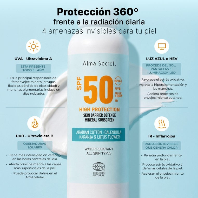 Crema protectora solar SPF 50 Alma Secret 200 ml
