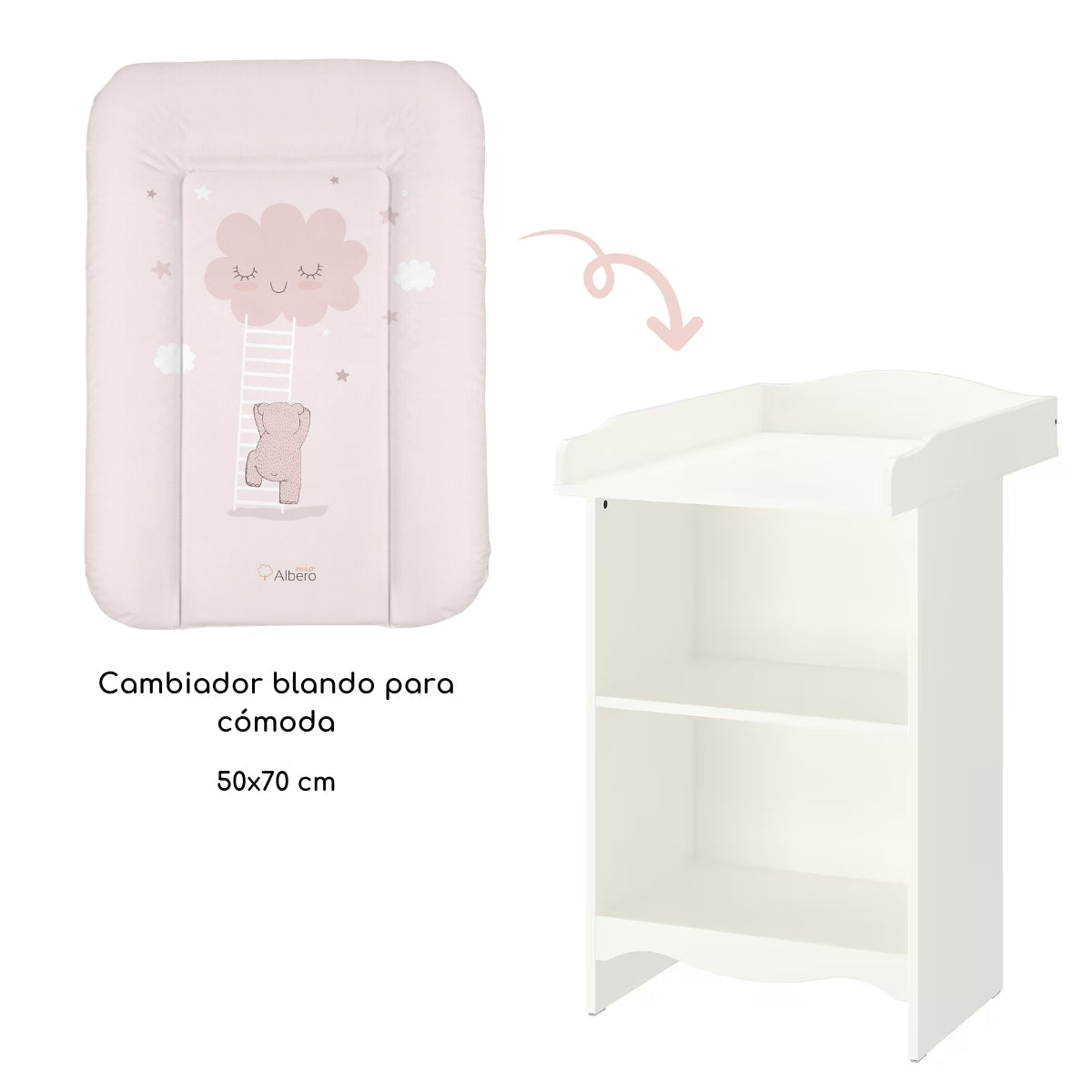 Cambiador Blando Para Comoda 70x50 Nubes Menta