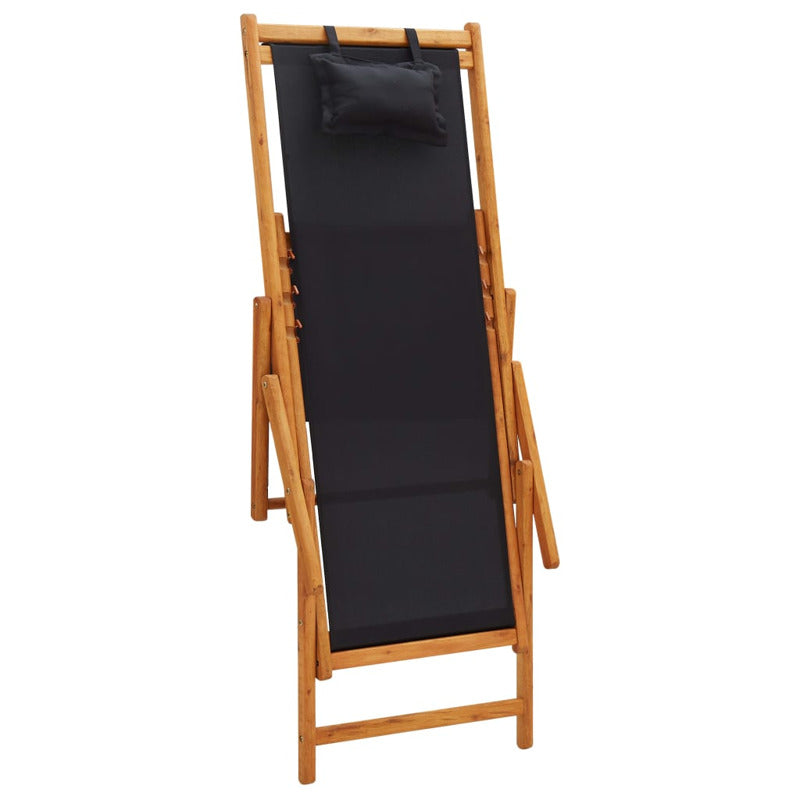 Vidaxl Silla De Playa Plegable Madera Maciza De Eucalipto Y Tela Negra_5