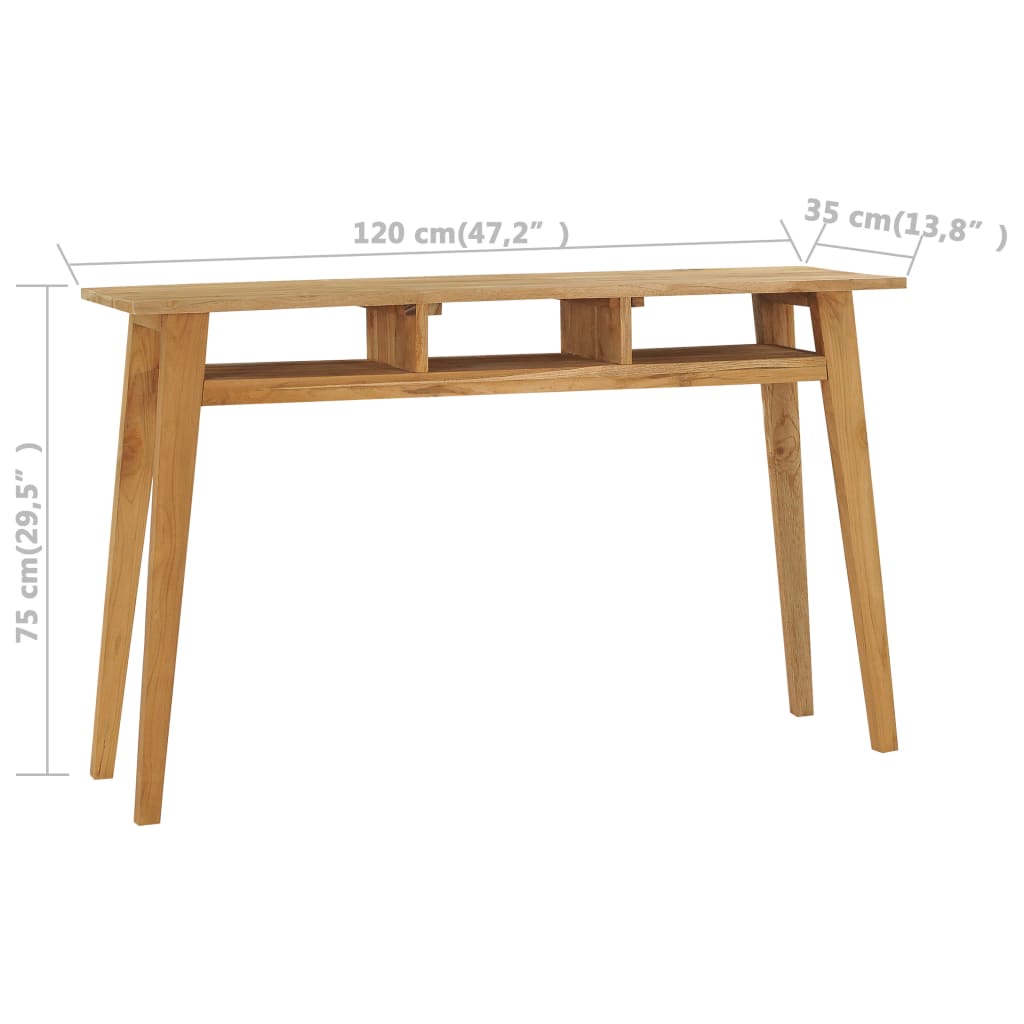 Mesa Consola De Madera De Teca Maciza 120x35x75 Cm_4