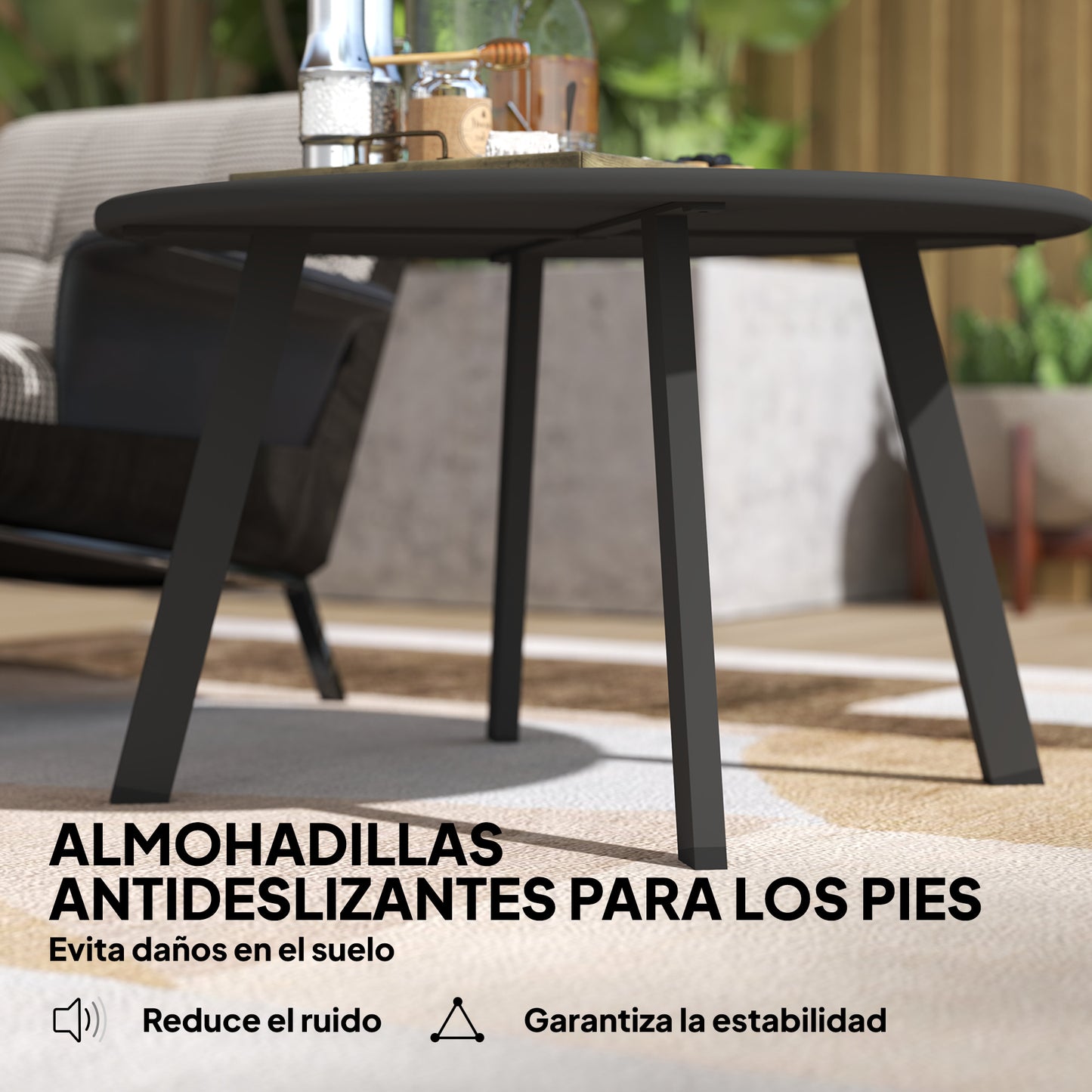 Outsunny Mesa De Centro Redonda De Metal Con Bordes Redondeados Ø70x42 Cm Gris_5