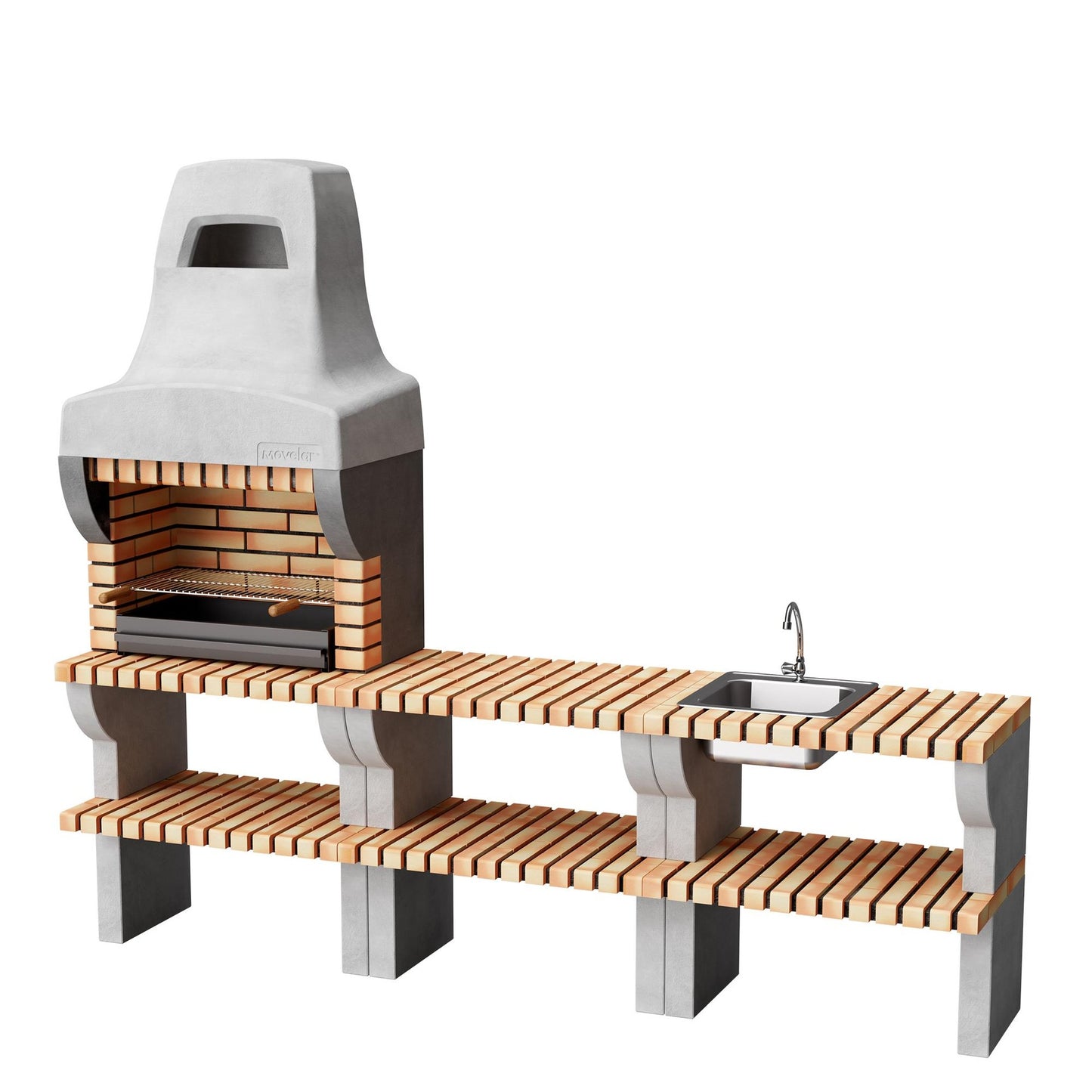 Cocina de exterior Bailén Plus con Barbacoa y fregadero Movelar