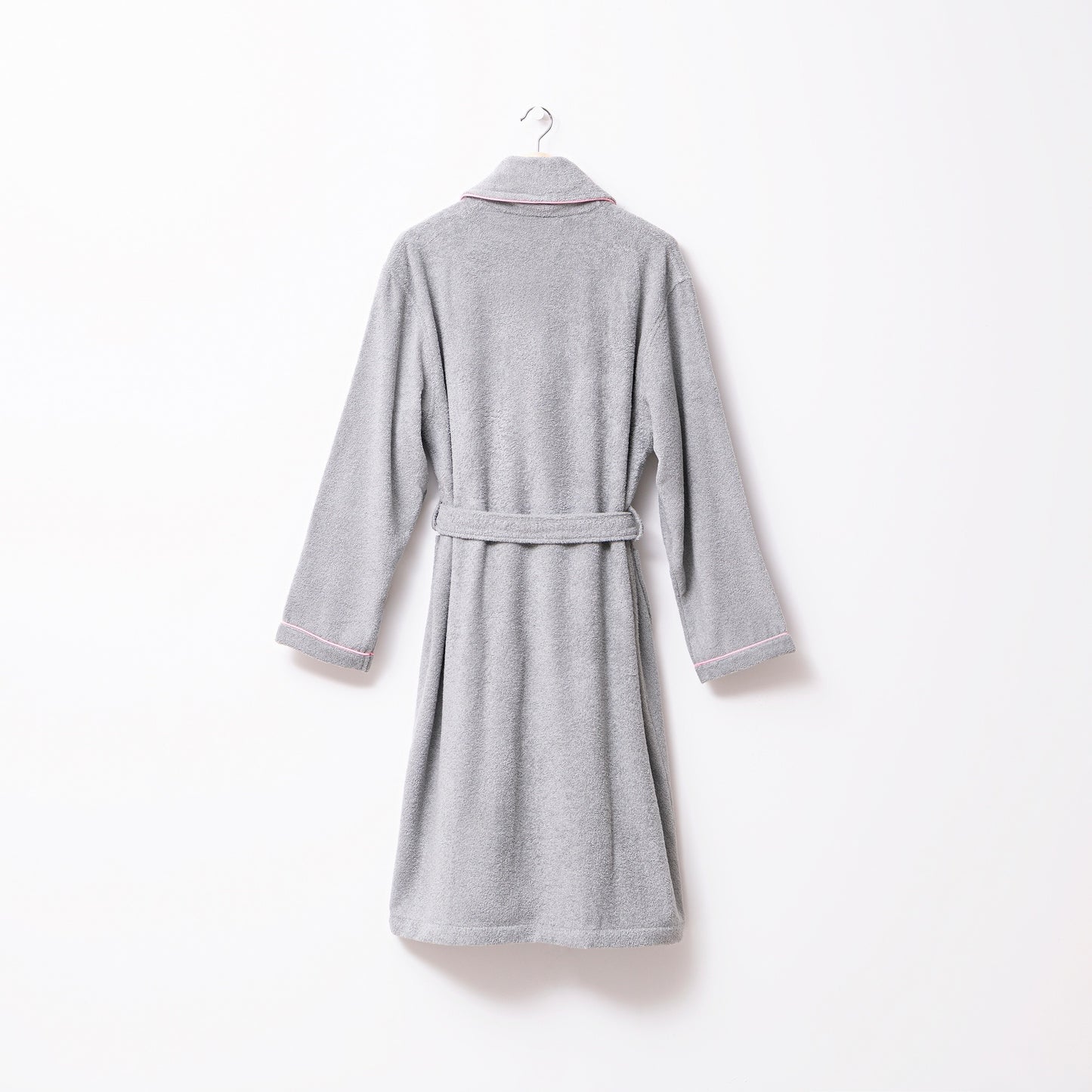 Albornoz M/l 380gsm 100%algodon Gris Con Pera Rosa Benetton Fruits Be_5
