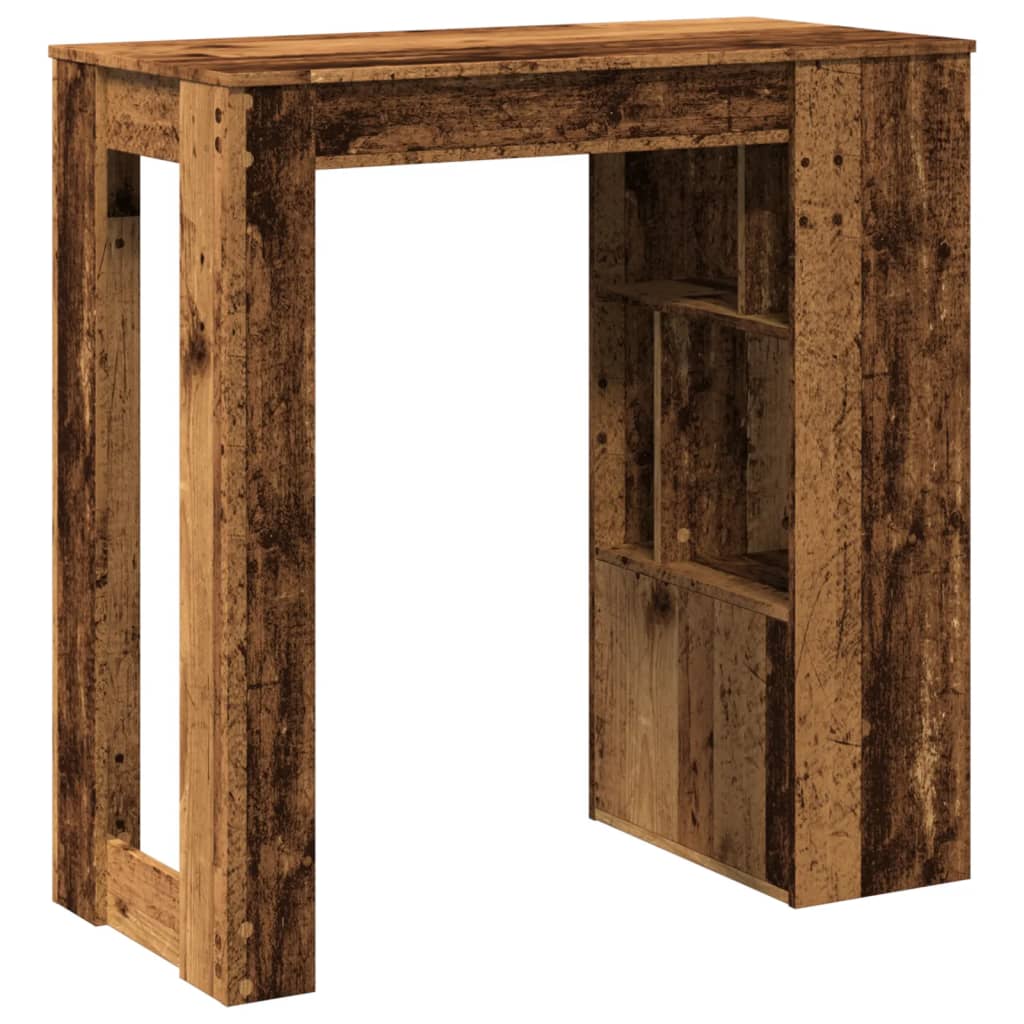 Mesa Bar Y Estantes Madera Ingeniería Envejecida 102x50x103,5cm_4