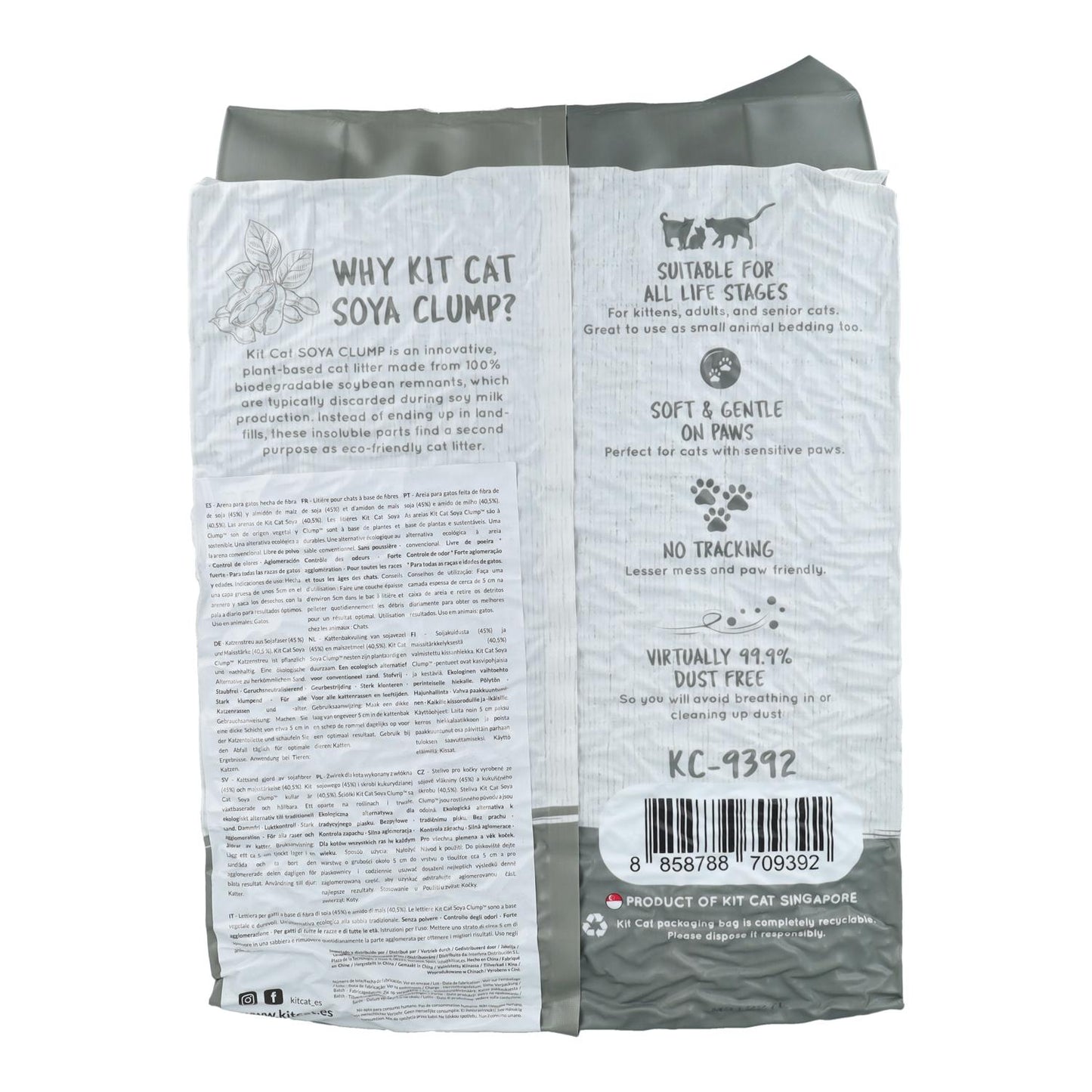 Pack 2x Kit Cat Arena Eco SoyaClump Pack Ahorro - Charcoal 7 L Arena para gatos