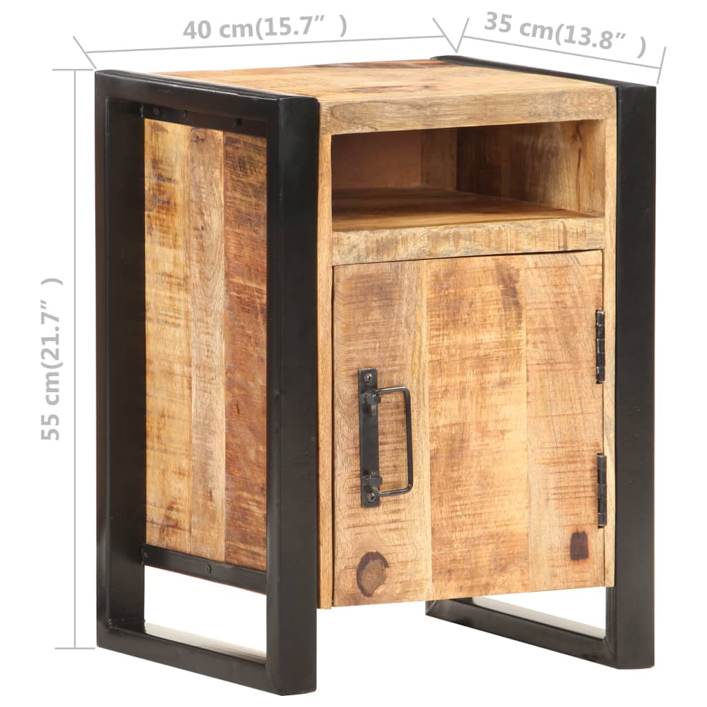 Mesita De Noche De Madera Maciza De Mango 40x35x55 Cm_4