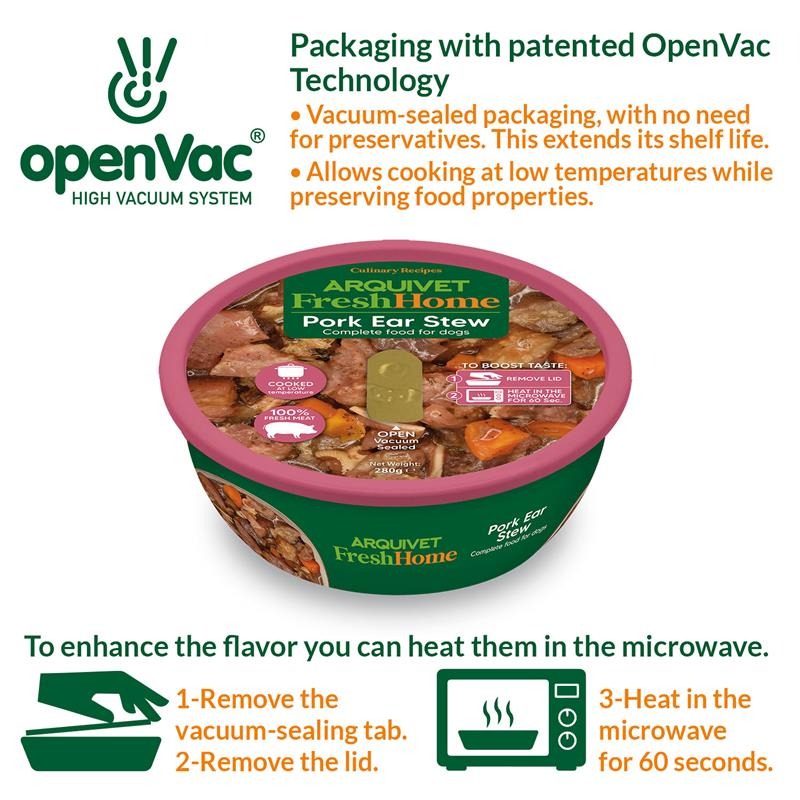 Arquivet Fresh Home Pig Ear Stew Alimento húmedo de oreja de cerdo para perros 280 g