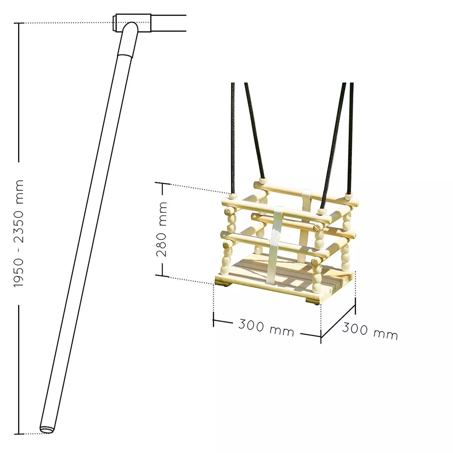 Asiento para bebé de madera natural para columpio Soulet