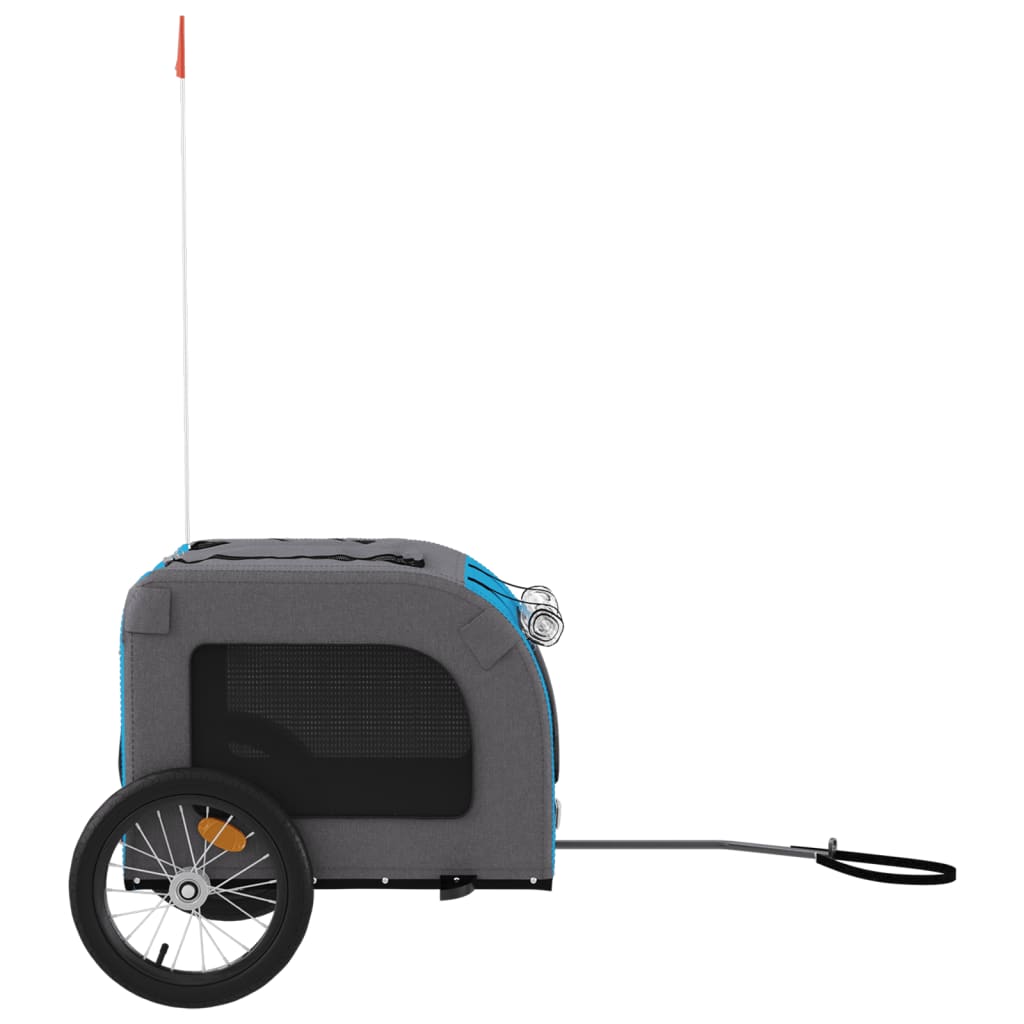 Remolque De Bicicleta Mascotas Hierro Tela Oxford Azul Gris_5
