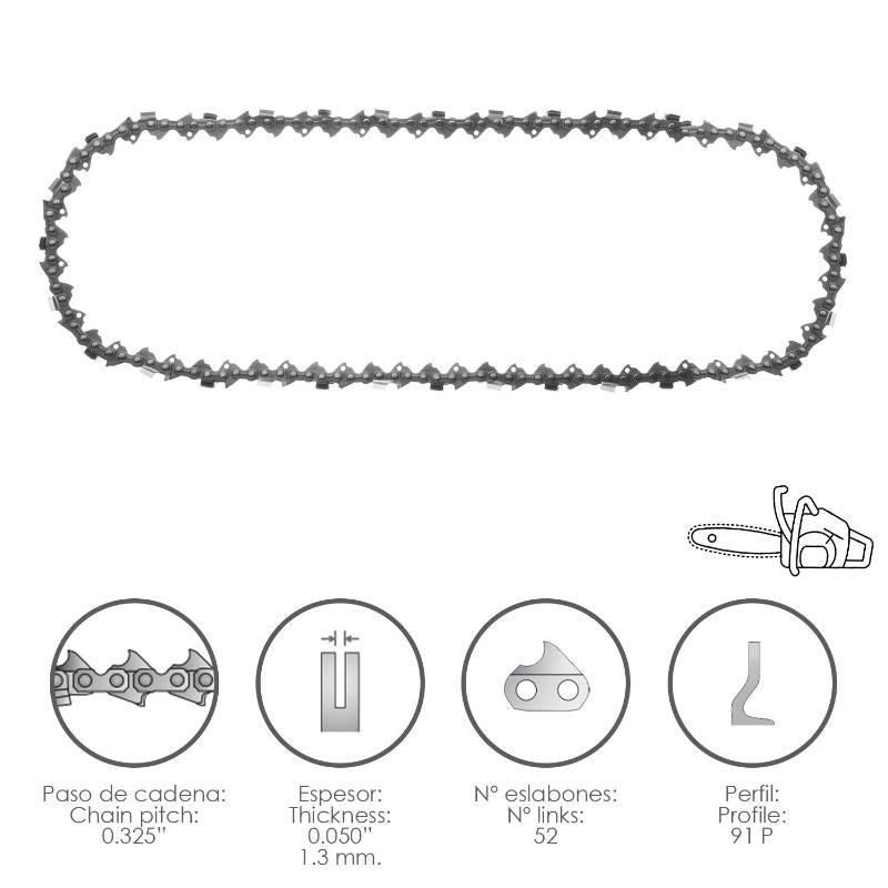 Cadena Motosierra 0.325 / 0.050 1,3 Mm. / 66 Eslabones / 91 P