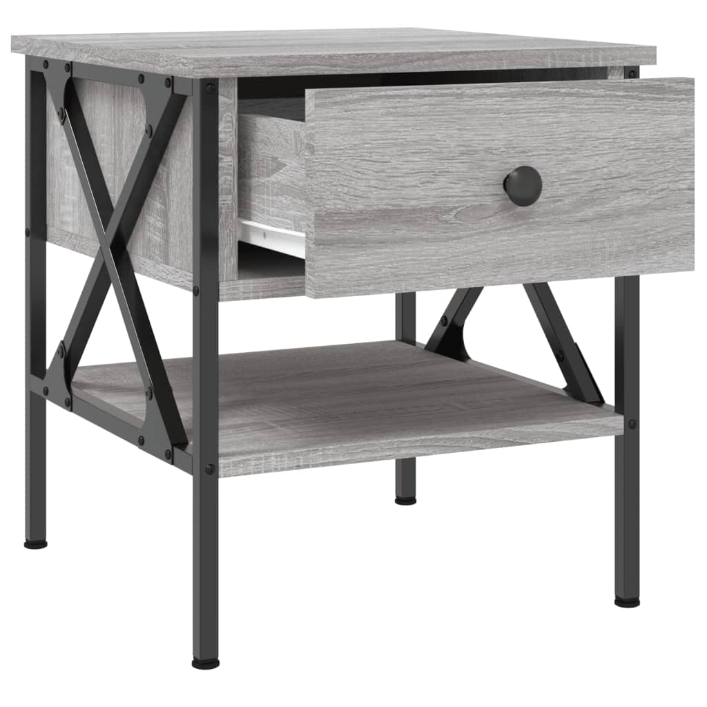Mesita De Noche Madera De Ingeniería Gris Sonoma 40x42x45 Cm_4