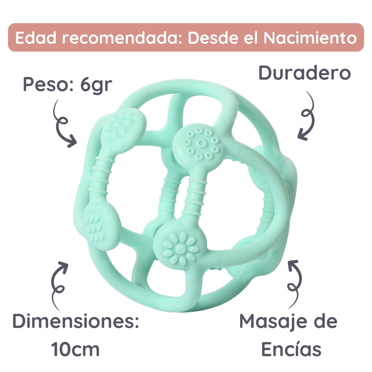 Babyono Mordedor De Silicona Pelota Ergonomica_3