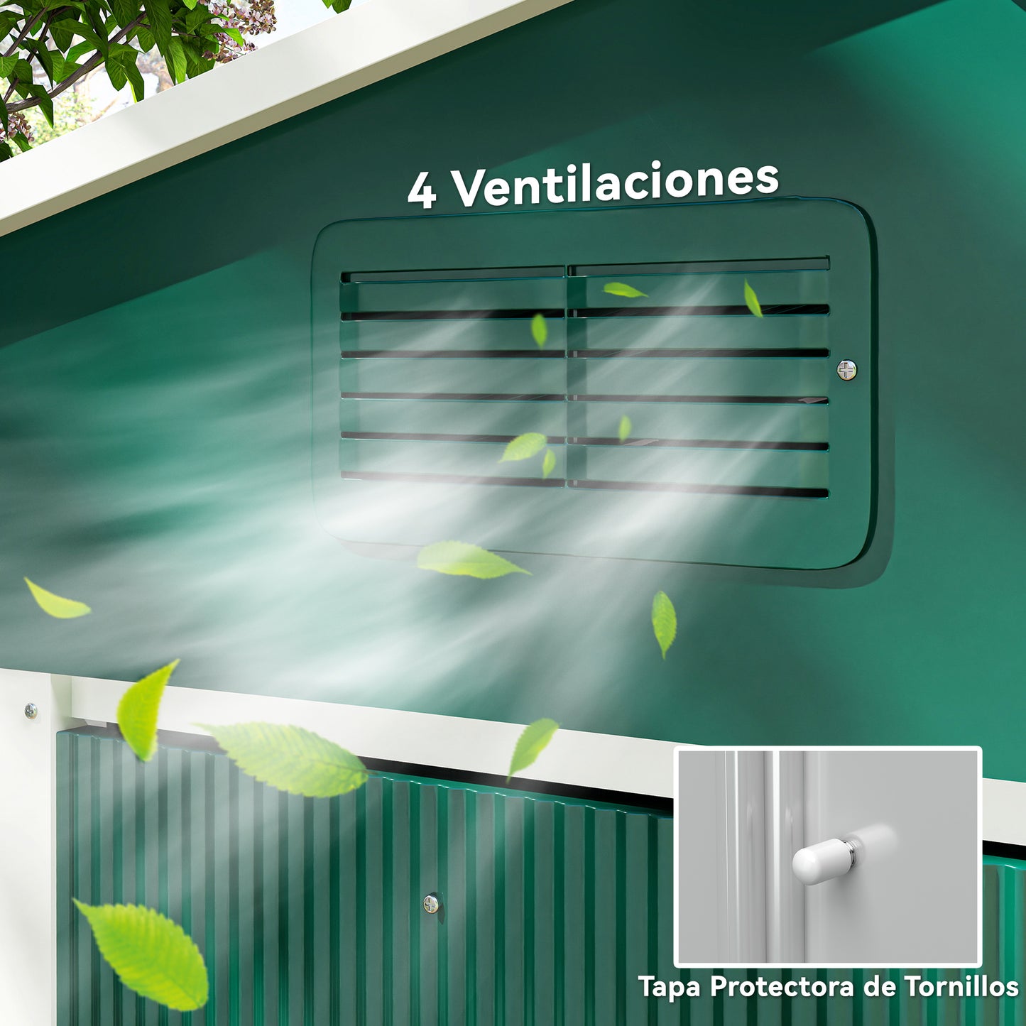 Outsunny Caseta De Jardín 3,6m² 236x174x190 Cm Con Puertas Correderas 4 Ventanas_5