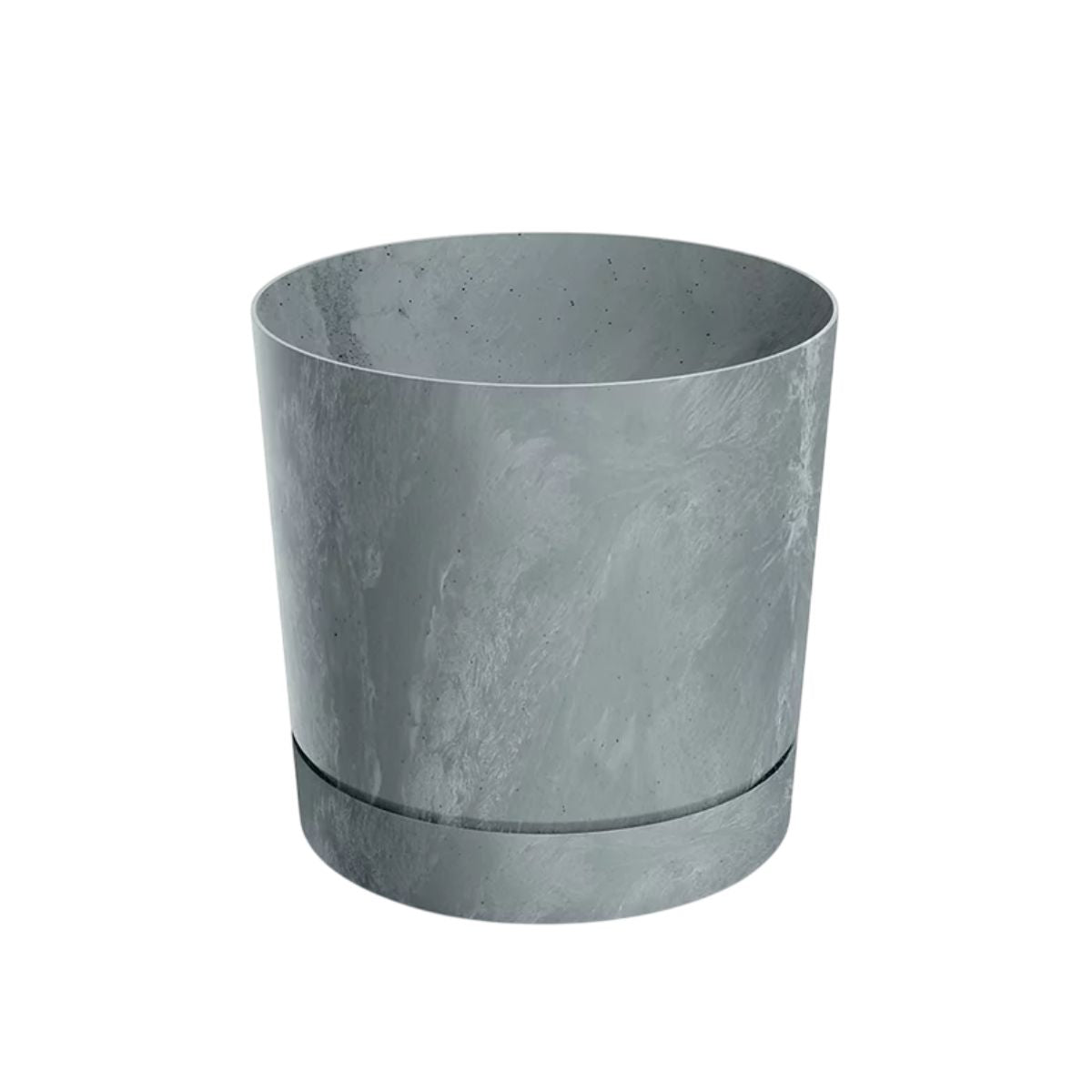 Maceta Pure cemento plato integrado gris D 18 x 18