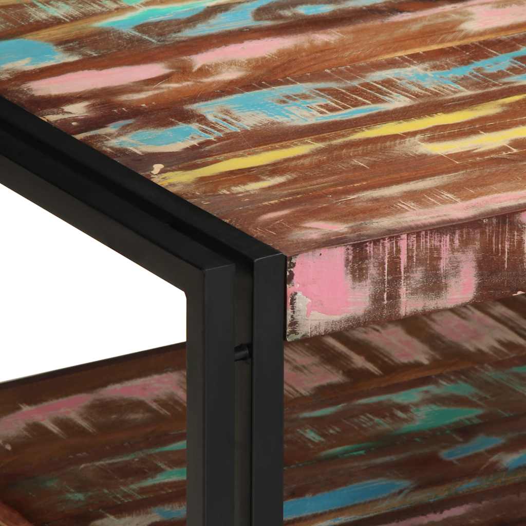 Mesa De Centro Multicolor 70x50x38 Cm Madera Maciza Reciclada_4