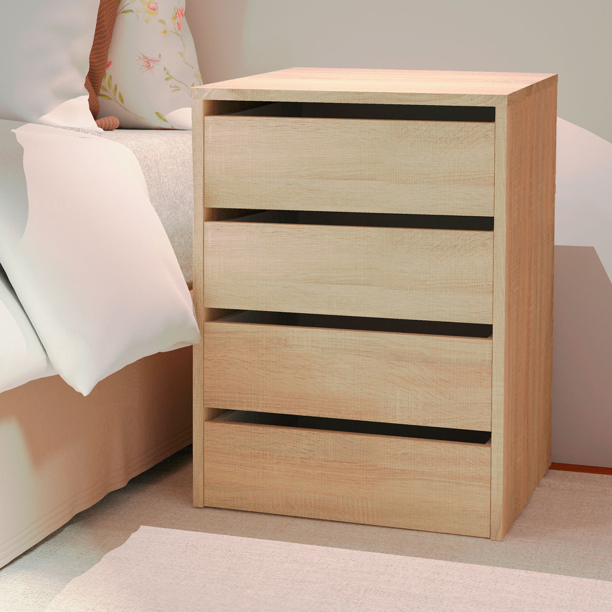 Cajonera Armario 4 Cajones, Cómoda Dormitorio 63,5x46x45 Cm (alto X Ancho X Profundo) Sinfonier, Briebe, Nova, Madera
