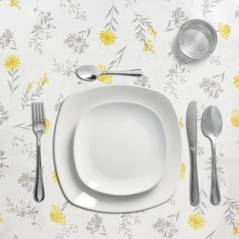 Mantel Hule Rectangular Flores Amarillas. Impermeable Antimanchas Pvc 140 Cm. X 20 Metros. Rollo Recortable. Interior Y Exterior