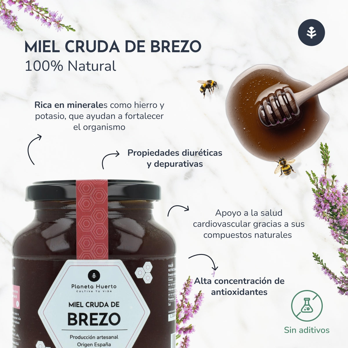 Miel Cruda de Brezo Planeta Huerto 500 gr