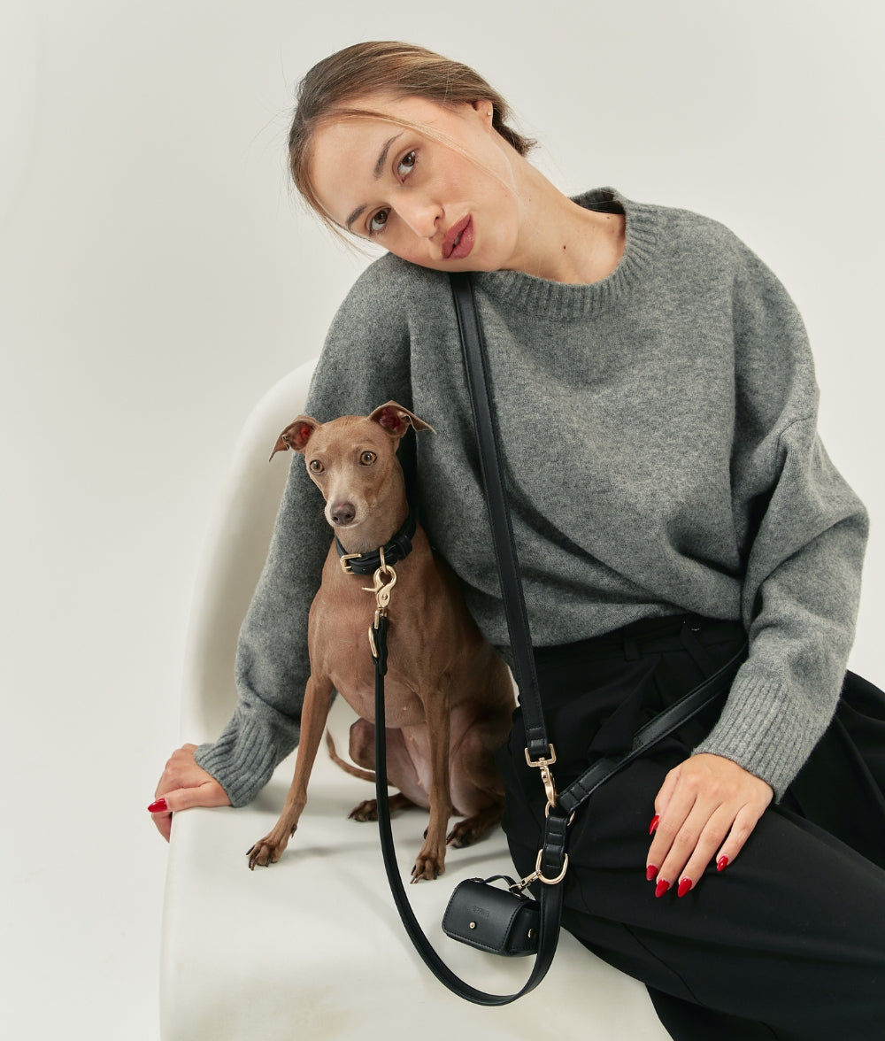 Cafide Correa Multiposición De Cuero Vegano Negro. Modelo Jala.