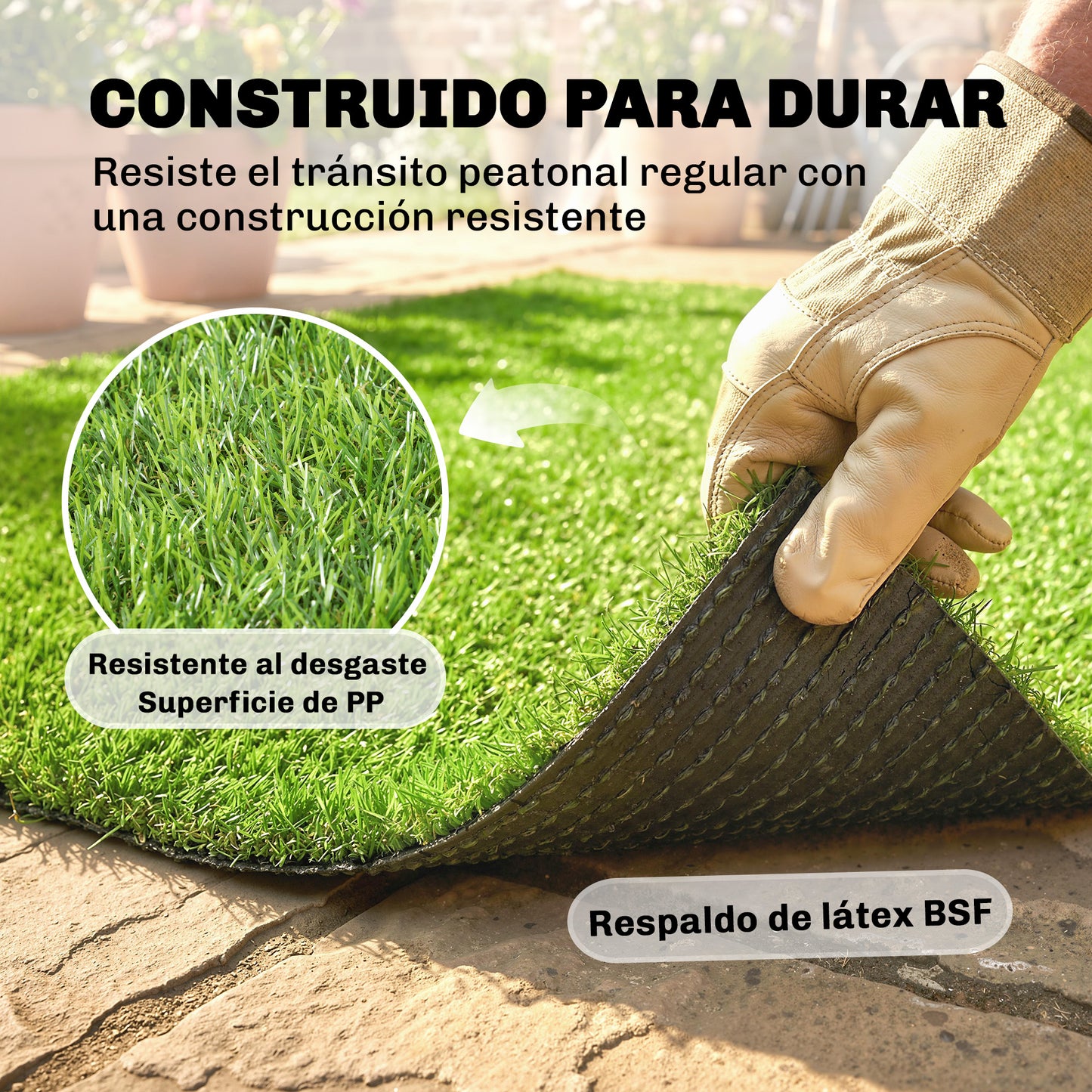 Outsunny Césped Artificial 1m X 4m Altura De Hierba 10 Mm Auto-drenaje Verde_5