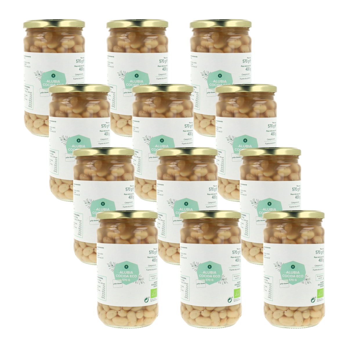 Pack 12 x Alubia Cocida ECO Planeta Huerto 570 g