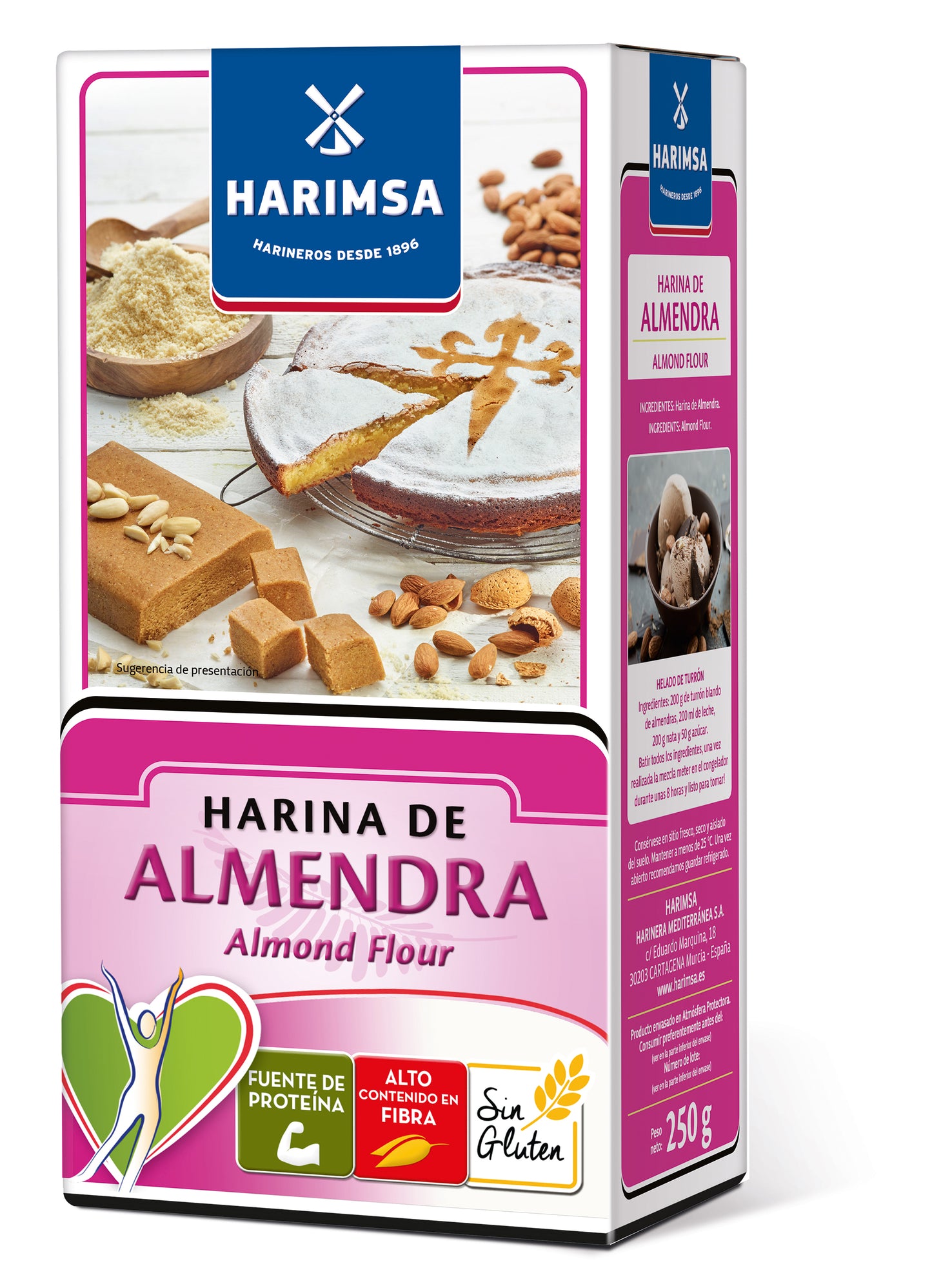 Harina de almendra 250 g Sin gluten, Alto contenido en fibra, fuente de proteína 250 g Harimsa_0