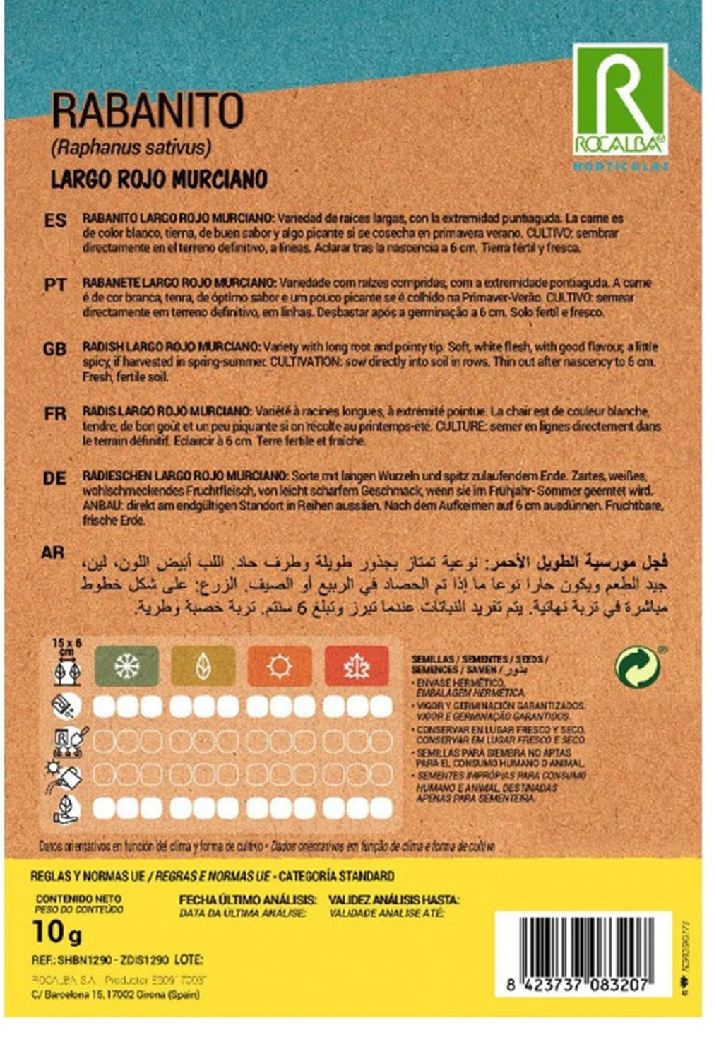 Semillas Rabanito Largo Muriano 10g