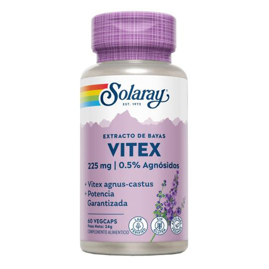 Vitex (Sauzgatillo) Solaray 60 VegCaps- Sin Gluten. Apto Para Veganos.
