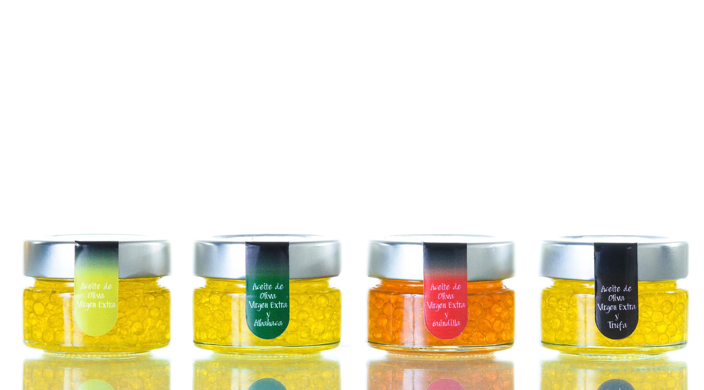 Pack 4 Caviar 290 Gr - Trufa Blanca, Guindilla, Albahaca Y Aceite Picual_0